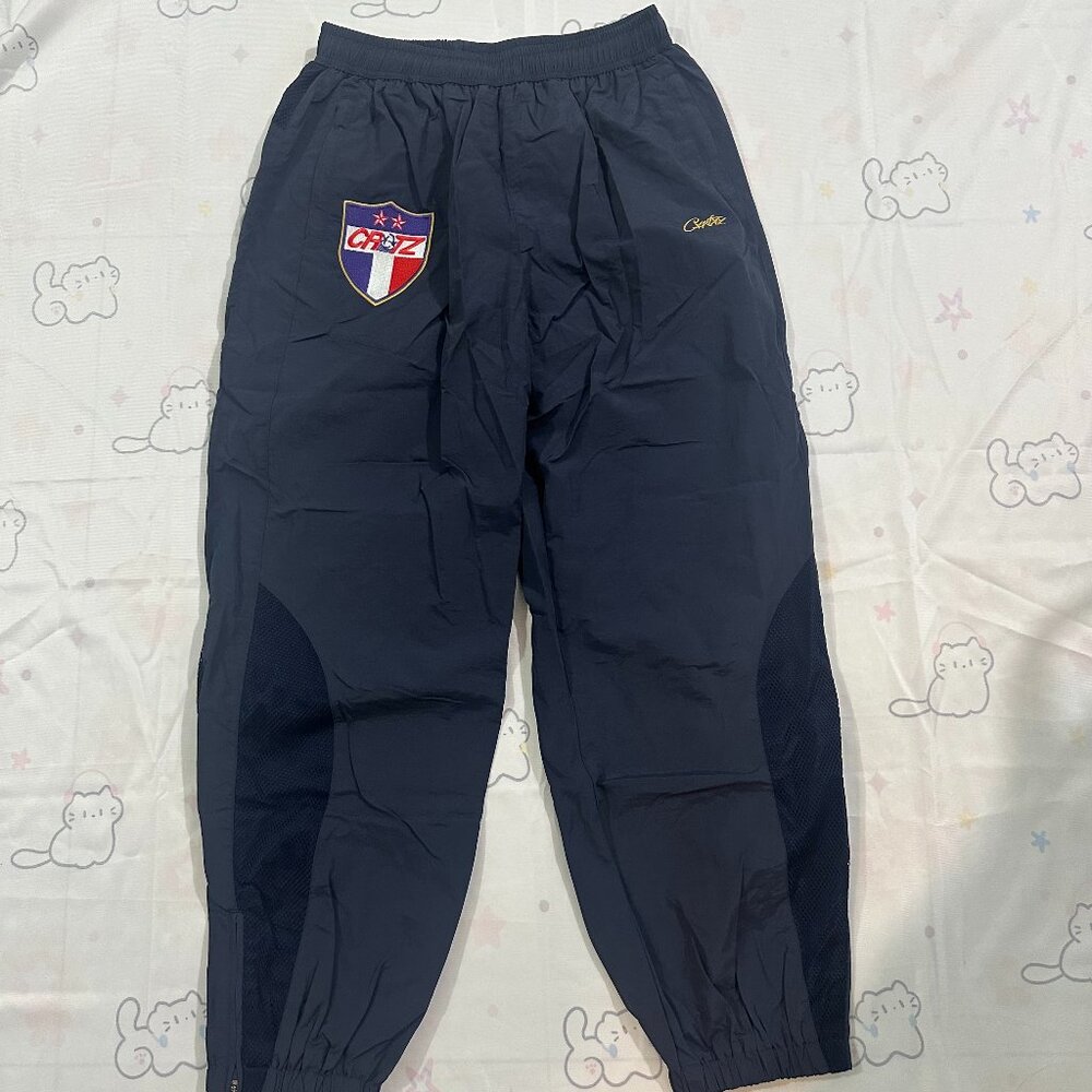 Navy Corteiz Embroidered Logo Trousers